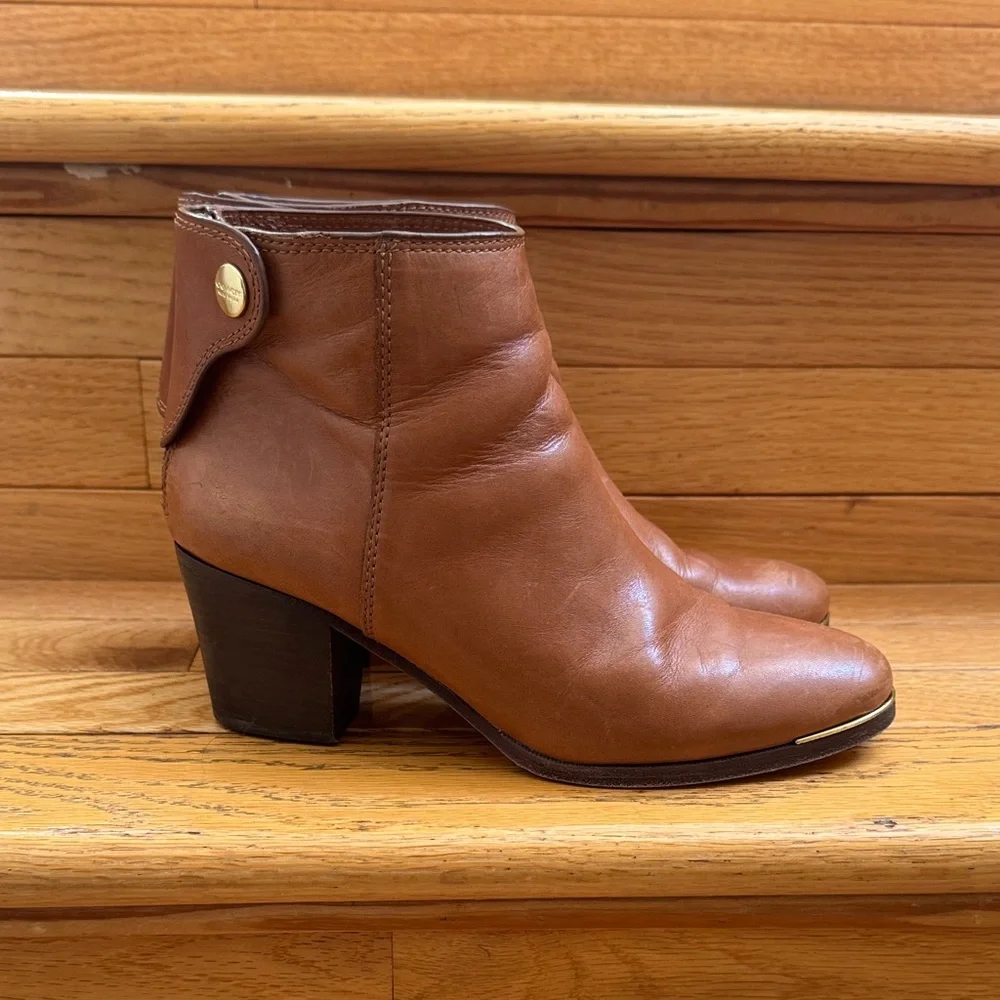 COACH Women’s Boots Size 7 B Waldorf Brown Ankle Boots Block Heels